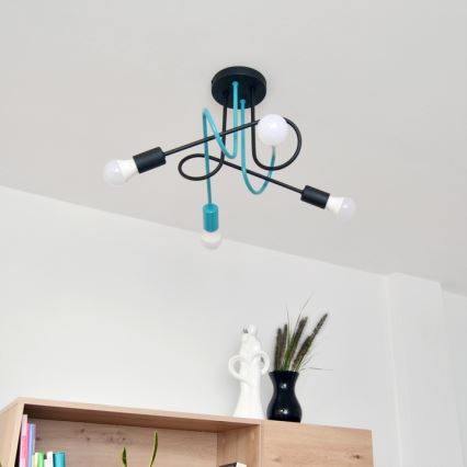 Pinnale kinnitatav lühter OXFORD 4xE27/15W/230V must/türkiis