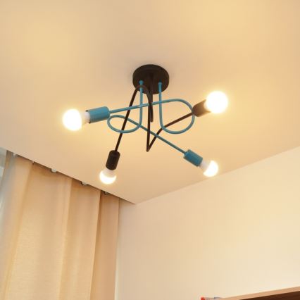 Pinnale kinnitatav lühter OXFORD 4xE27/15W/230V must/türkiis