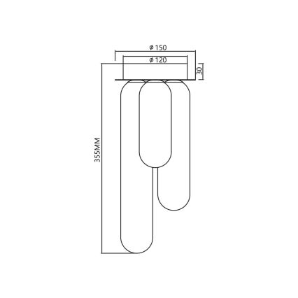 Pinnale kinnitatav lühter PAX 3xG9/9W/230V must