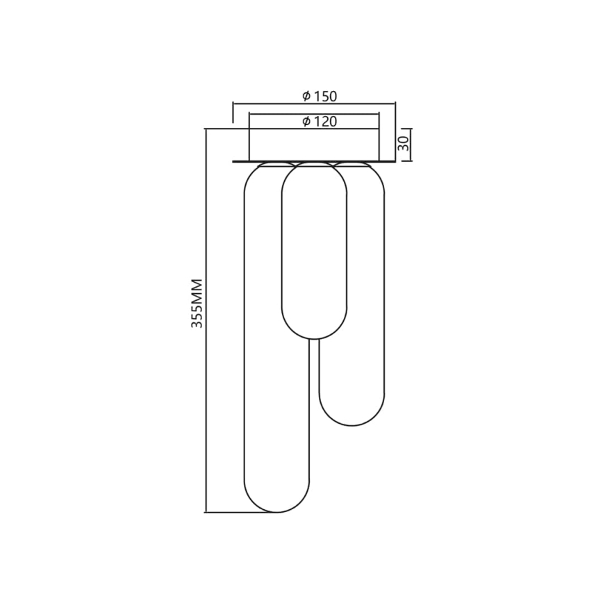 Pinnale kinnitatav lühter PAX 3xG9/9W/230V must