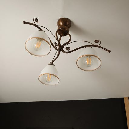 Pinnale kinnitatav lühter RETRO 3xE27/60W/230V pronks paatina