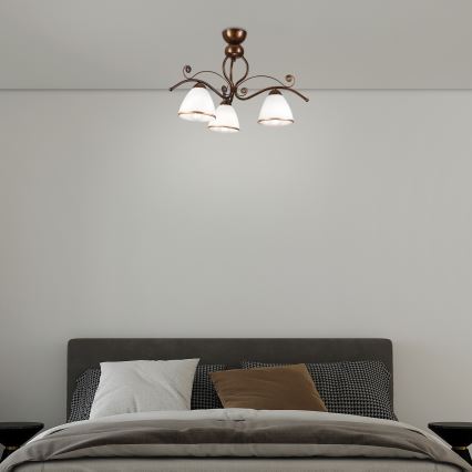 Pinnale kinnitatav lühter RETRO 3xE27/60W/230V pronks paatina