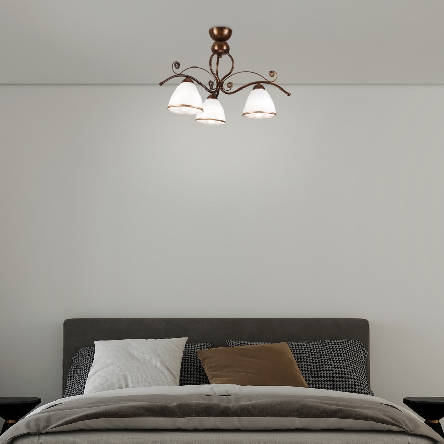 Pinnale kinnitatav lühter RETRO 3xE27/60W/230V pronks paatina