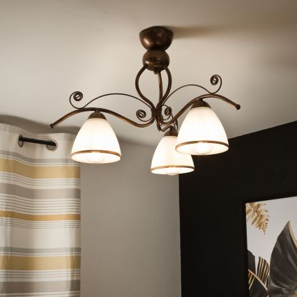 Pinnale kinnitatav lühter RETRO 3xE27/60W/230V pronks paatina