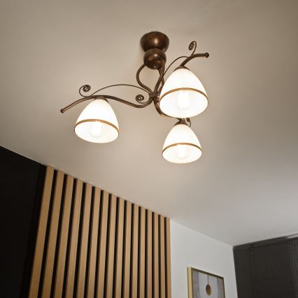 Pinnale kinnitatav lühter RETRO 3xE27/60W/230V pronks paatina
