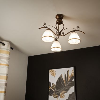 Pinnale kinnitatav lühter RETRO 3xE27/60W/230V pronks paatina