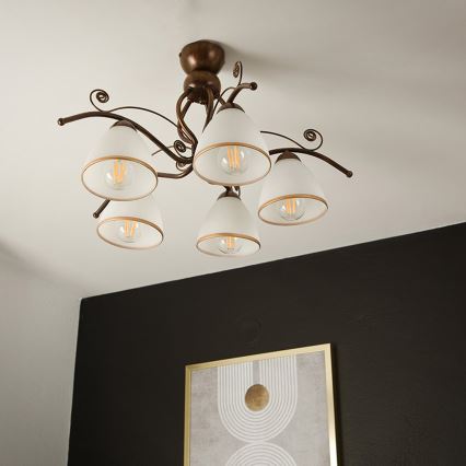 Pinnale kinnitatav lühter RETRO 5xE27/60W/230V pronks paatina