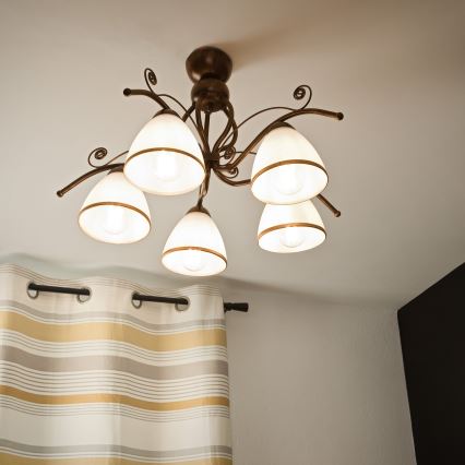 Pinnale kinnitatav lühter RETRO 5xE27/60W/230V pronks paatina