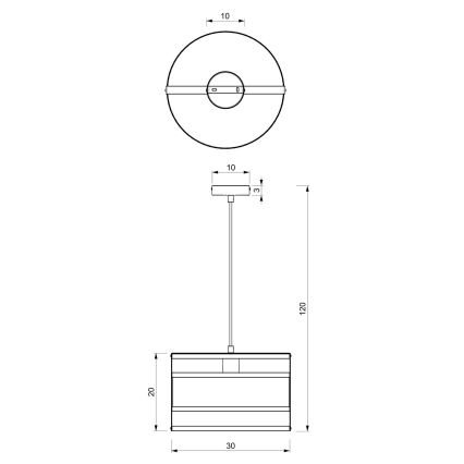 Pinnale kinnitatav lühter RIM 1xE27/60W/230V must/kuldne