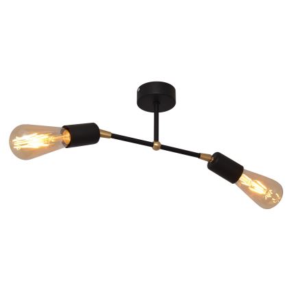 Pinnale kinnitatav lühter ROSETTE 2xE27/15W/230V must/kuldne