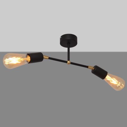 Pinnale kinnitatav lühter ROSETTE 2xE27/15W/230V must/kuldne