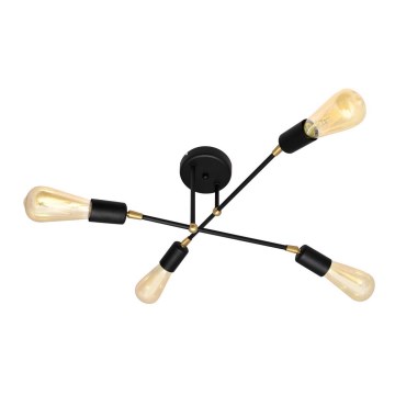 Pinnale kinnitatav lühter ROSETTE 4xE27/15W/230V must/kuldne