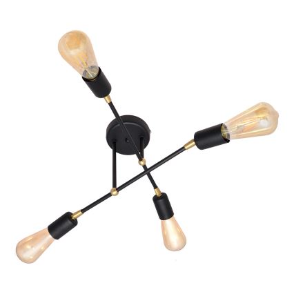 Pinnale kinnitatav lühter ROSETTE 4xE27/15W/230V must/kuldne