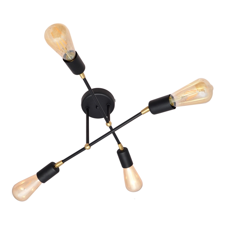 Pinnale kinnitatav lühter ROSETTE 4xE27/15W/230V must/kuldne