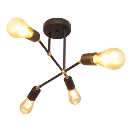 Pinnale kinnitatav lühter ROSETTE 4xE27/15W/230V must/kuldne