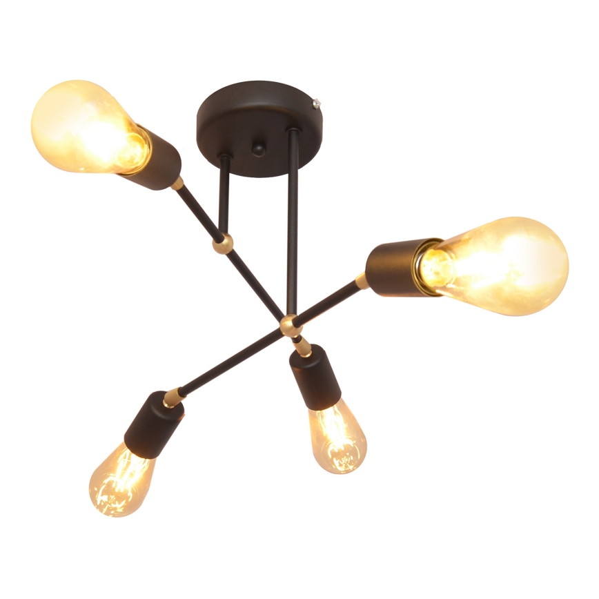 Pinnale kinnitatav lühter ROSETTE 4xE27/15W/230V must/kuldne