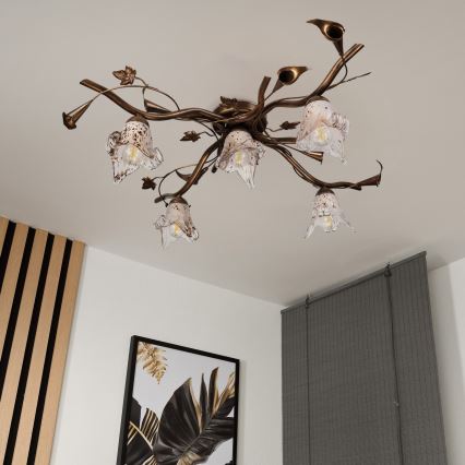 Pinnale kinnitatav lühter ROZETA 5xE14/40W/230V pronks