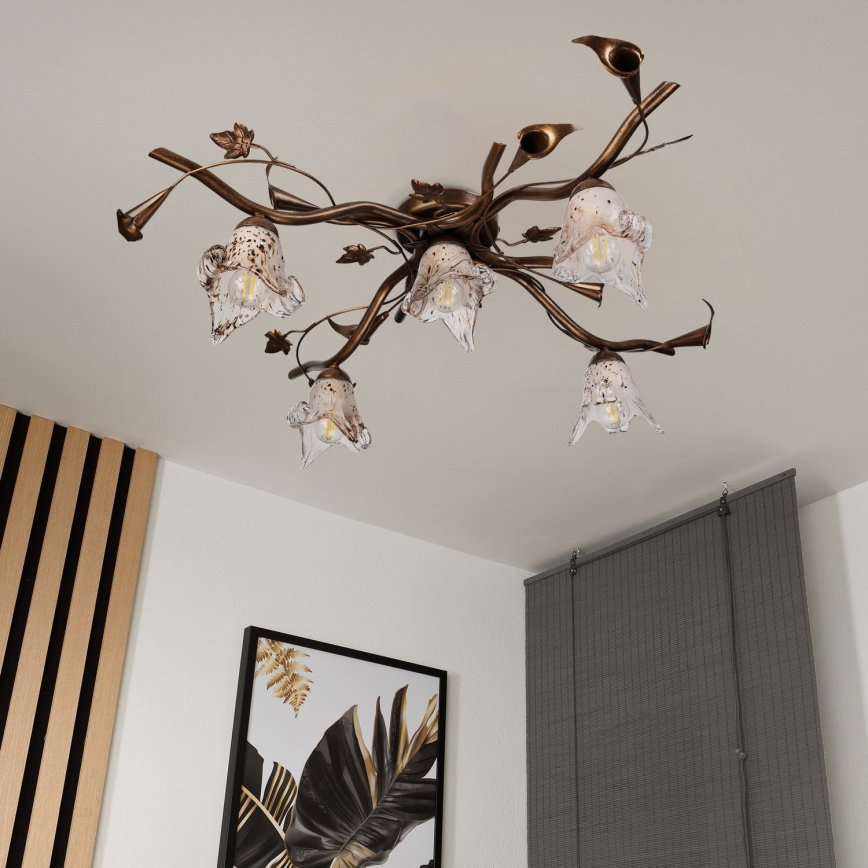 Pinnale kinnitatav lühter ROZETA 5xE14/40W/230V pronks