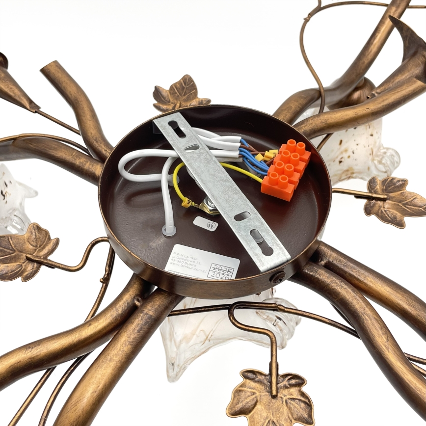 Pinnale kinnitatav lühter ROZETA 5xE14/40W/230V pronks