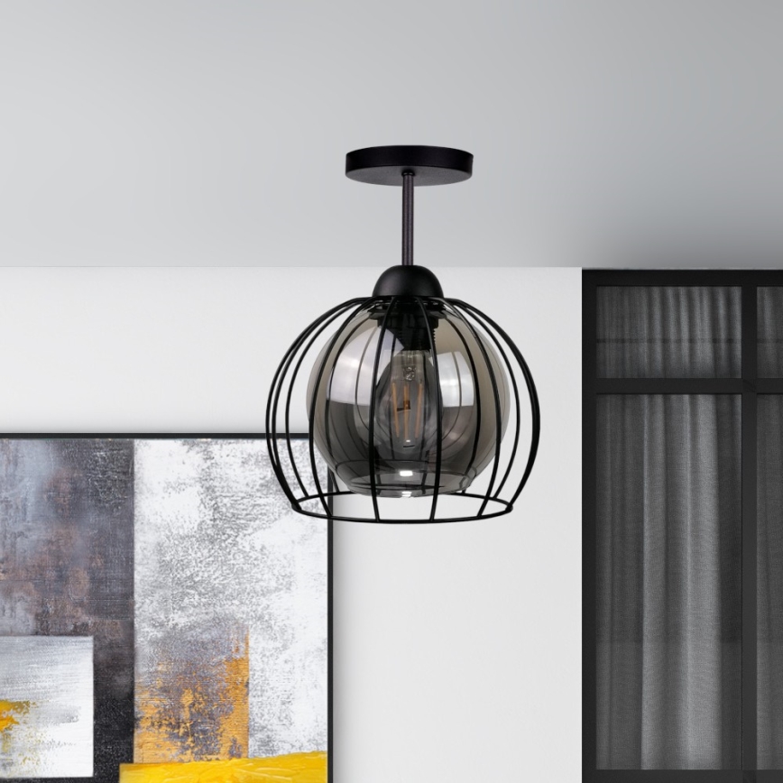 Pinnale kinnitatav lühter SOLO BLACK 1xE27/60W/230V must/suitsune