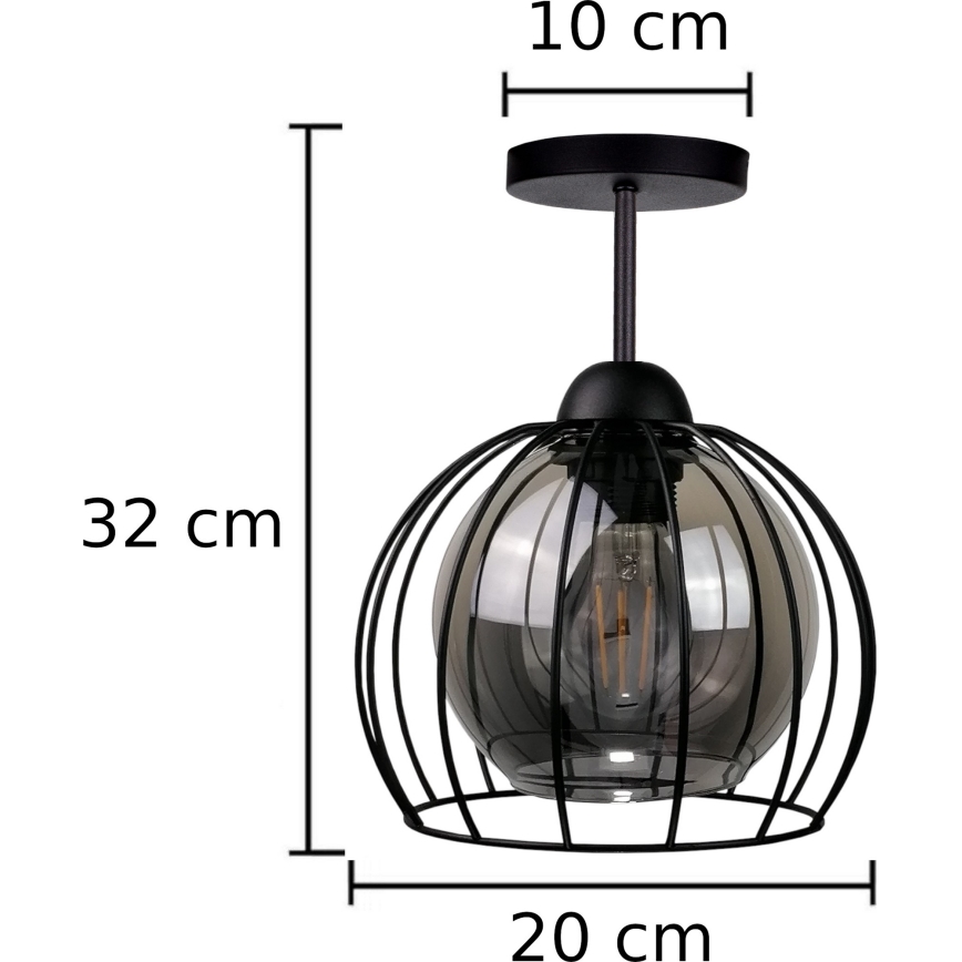 Pinnale kinnitatav lühter SOLO BLACK 1xE27/60W/230V must/suitsune