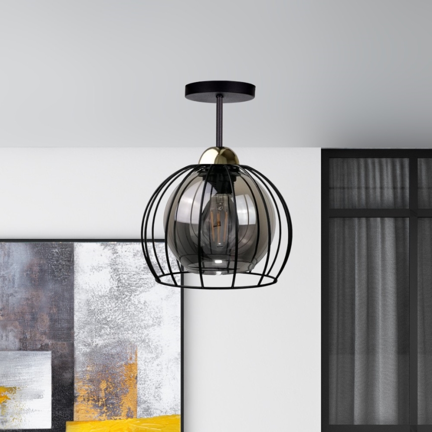 Pinnale kinnitatav lühter SOLO BLACK 1xE27/60W/230V must/kuldne