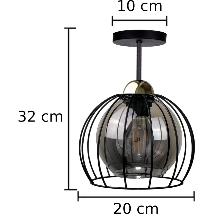 Pinnale kinnitatav lühter SOLO BLACK 1xE27/60W/230V must/kuldne