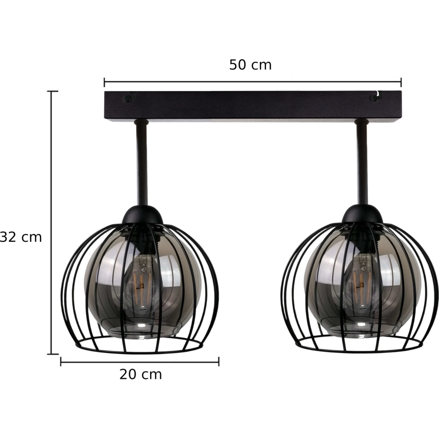 Pinnale kinnitatav lühter SOLO BLACK 2xE27/60W/230V
