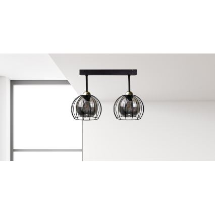 Pinnale kinnitatav lühter SOLO BLACK 2xE27/60W/230V must/kuldne