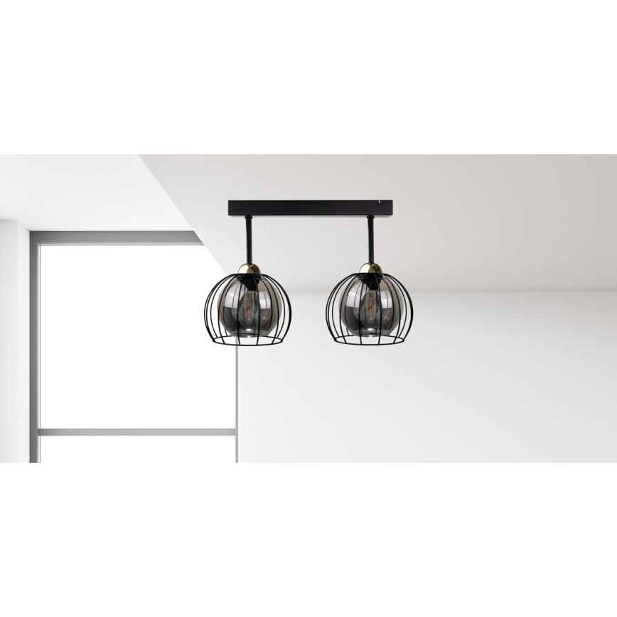 Pinnale kinnitatav lühter SOLO BLACK 2xE27/60W/230V must/kuldne