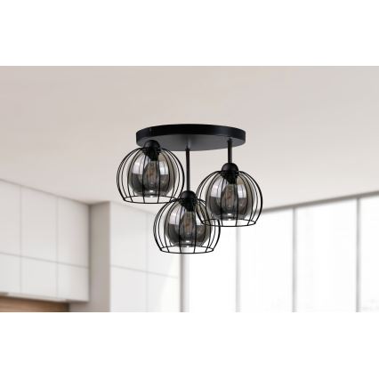 Pinnale kinnitatav lühter SOLO BLACK 3xE27/60W/230V d. 30 cm