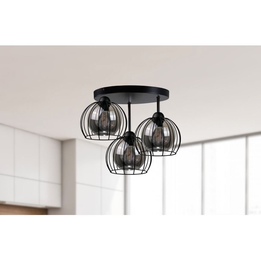 Pinnale kinnitatav lühter SOLO BLACK 3xE27/60W/230V d. 30 cm