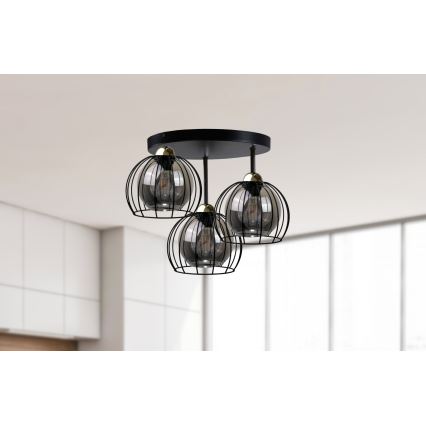 Pinnale kinnitatav lühter SOLO BLACK 3xE27/60W/230V d. 30 cm must/kuldne