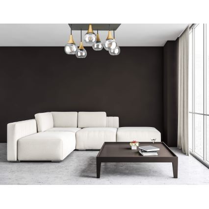 Pinnale kinnitatav lühter SOMA 6xE27/60W/230V must/kuldne/läbipaistev