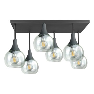 Pinnale kinnitatav lühter SOMA 6xE27/60W/230V must/läbipaistev