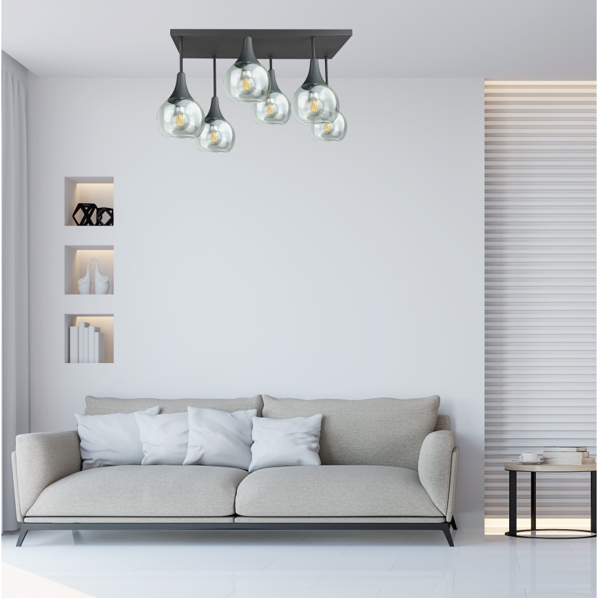 Pinnale kinnitatav lühter SOMA 6xE27/60W/230V must/läbipaistev