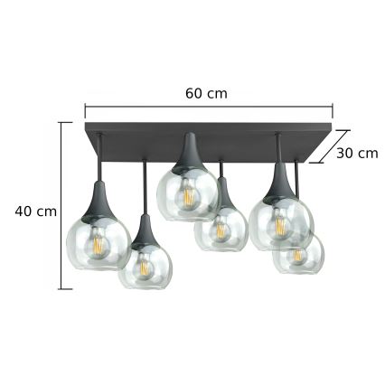 Pinnale kinnitatav lühter SOMA 6xE27/60W/230V must/läbipaistev
