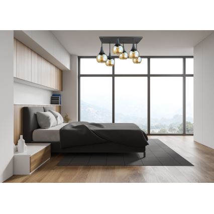 Pinnale kinnitatav lühter SOMA 6xE27/60W/230V must/suitsune beež