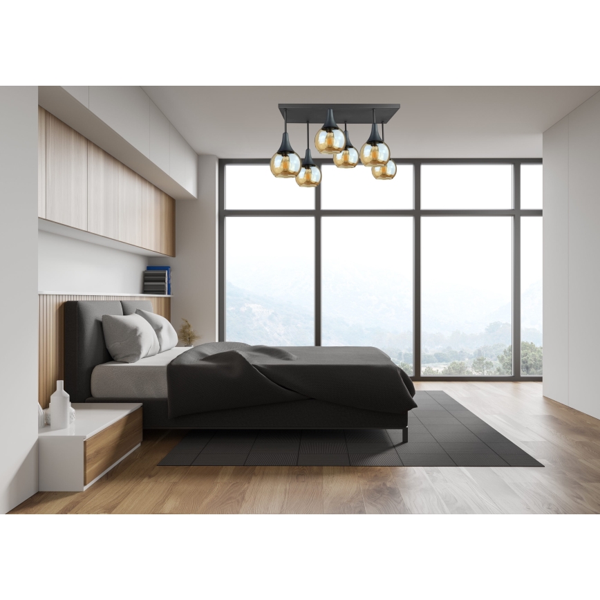 Pinnale kinnitatav lühter SOMA 6xE27/60W/230V must/suitsune beež