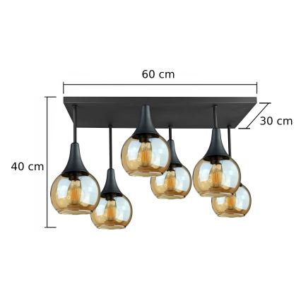 Pinnale kinnitatav lühter SOMA 6xE27/60W/230V must/suitsune beež
