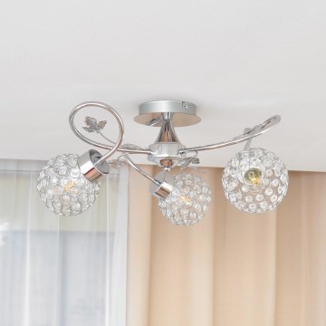 Pinnale kinnitatav lühter SOPHIA 3xE27/15W/230V läikiv kroom/läbipaistev