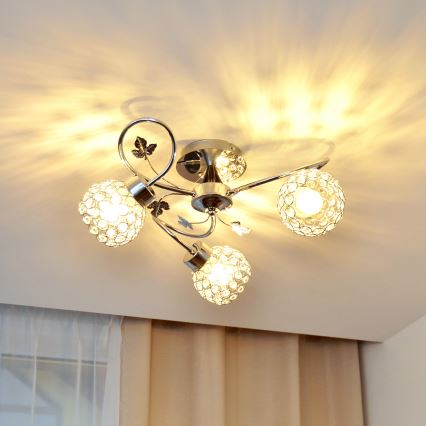 Pinnale kinnitatav lühter SOPHIA 3xE27/15W/230V läikiv kroom/läbipaistev