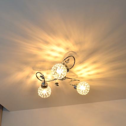 Pinnale kinnitatav lühter SOPHIA 3xE27/15W/230V läikiv kroom/läbipaistev