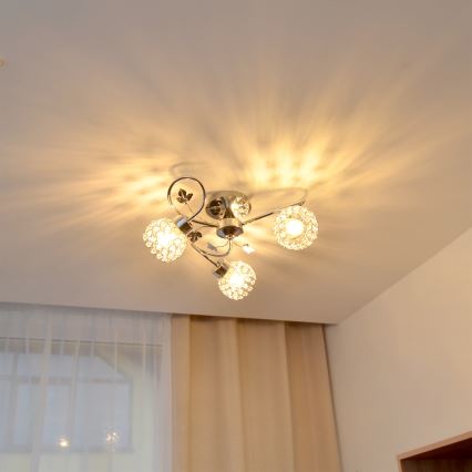 Pinnale kinnitatav lühter SOPHIA 3xE27/15W/230V läikiv kroom/läbipaistev