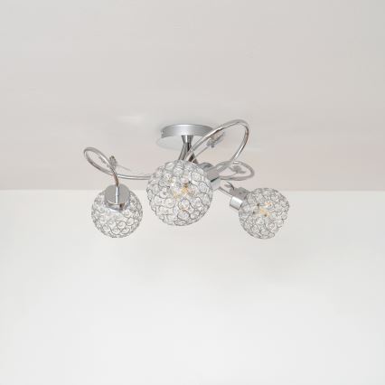 Pinnale kinnitatav lühter SOPHIA 3xE27/15W/230V läikiv kroom/läbipaistev