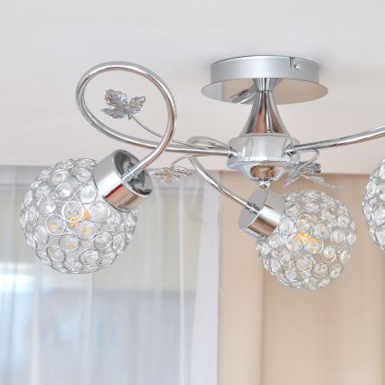 Pinnale kinnitatav lühter SOPHIA 3xE27/15W/230V läikiv kroom/läbipaistev