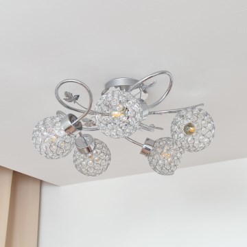 Pinnale kinnitatav lühter SOPHIA 5xE27/15W/230V läikiv kroom/läbipaistev