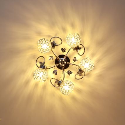 Pinnale kinnitatav lühter SOPHIA 5xE27/15W/230V läikiv kroom/läbipaistev