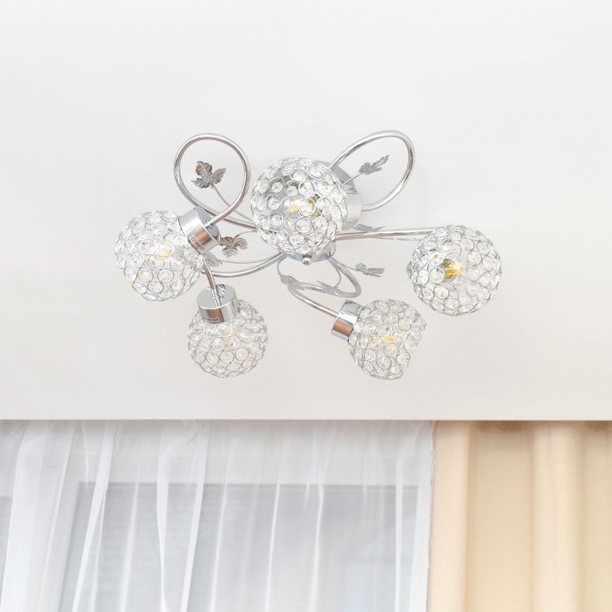 Pinnale kinnitatav lühter SOPHIA 5xE27/15W/230V läikiv kroom/läbipaistev