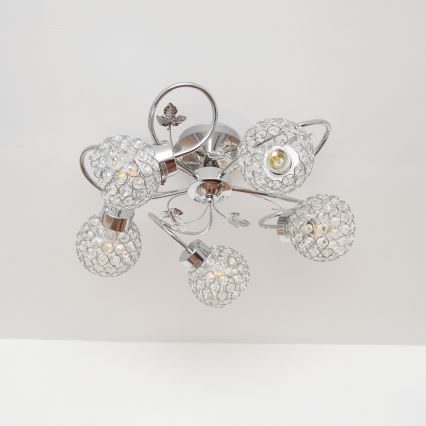 Pinnale kinnitatav lühter SOPHIA 5xE27/15W/230V läikiv kroom/läbipaistev